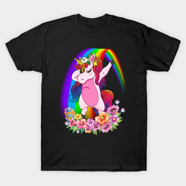 Dabbing Unicorn T Shirt Rainbow Pattern Shirt for Boys Girls T-Shirt by Simpsonfft